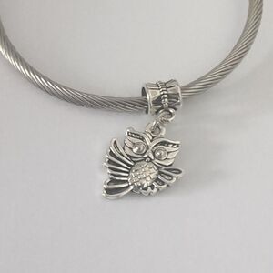 Silver Owl Dangle Charm for Pandora‎ Style Bracelet
